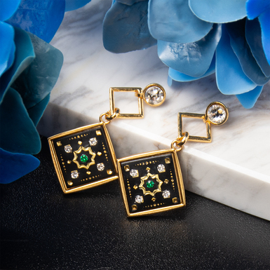 Сережки Semery с позолотой и камнями Swarovski от бренда Anframa