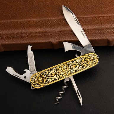 "Optic" folding knife with gold plating from the Anframa