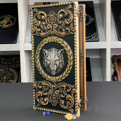 Handmade wooden backgammon "Wolf" (46×23 cm)