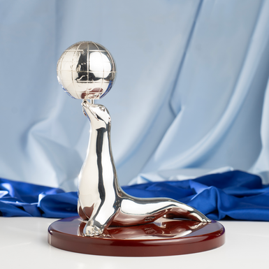 Silver-plated seal statue by Exetera Argenti