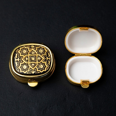 Tablet holder "Glory" made of gold-plated Damascus steel by Anframa brand