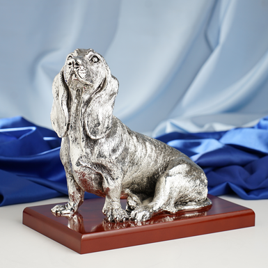 Silver-plated dachshund figurine by Exetera Argenti