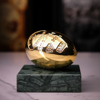 The original sculpture "Golden Egg" with 24-karat gold plating by Evgeniy Epur