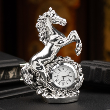 Silver figurine with a clock "Horse and Time" by ArtBe