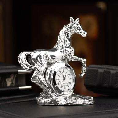 Silver-plated figurine with a clock "Time and Horse" from ArtBe