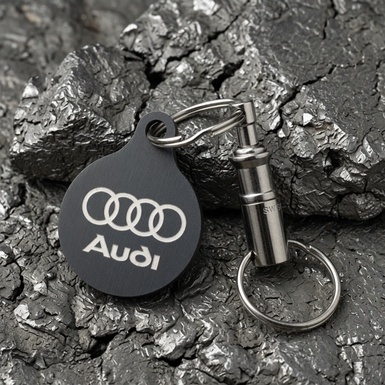 Titanium key chain "Audi" with Swiss carabiner "Victorinox" from Calti