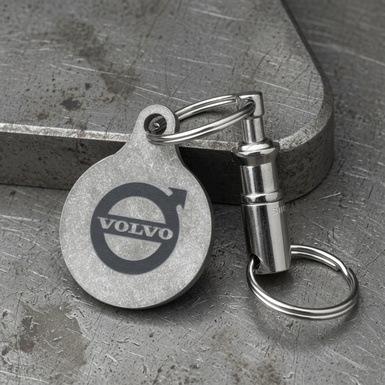 Titanium key chain "Volvo" with Swiss carabiner "Victorinox" from Calti