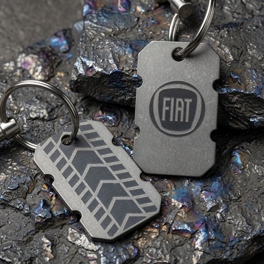 Titanium key chain "Fiat" with Swiss carabiner "Victorinox" from Calti