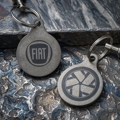 Titanium key chain "Fiat" with Swiss carabiner "Victorinox" from Calti