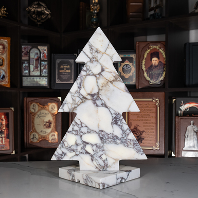 Handcrafted marble tabletop Christmas tree "Nordic Glow" with backlighting from MARKAM