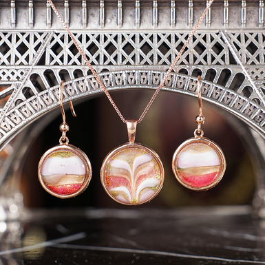 Sunrise Murano glass pendant and earring set
