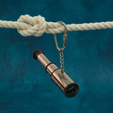 Nickel-plated brass spyglass key chain from Ross London
