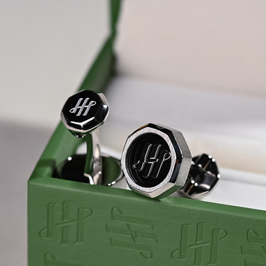 Montegrappa Otto palladium, stainless steel and sapphire cufflinks