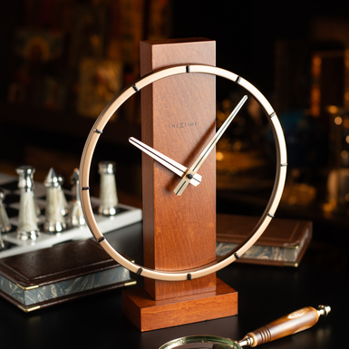 Universal Wall & Table Clock by NexTime 2-in-1: Wall and Table Silent Clock (Brown)