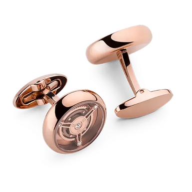 Tourbillon cufflinks, rose gold and Preciosa crystals by Montegrappa
