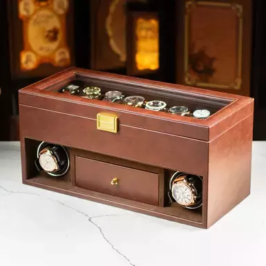 Watch Winder Box for 2 and Storage of 19 Watches "Dream" by DUKWIN (with defect in the last 4 photos)