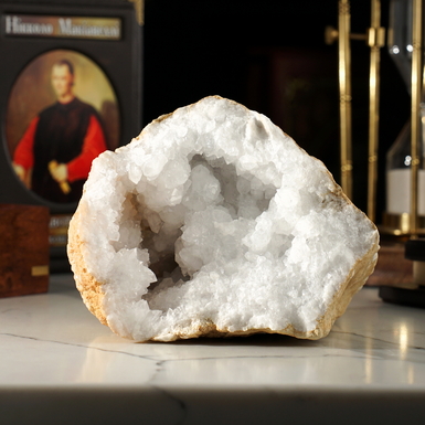 Rock crystal geode "Harmony" by Stone Art Design, Morocco (1877 g)