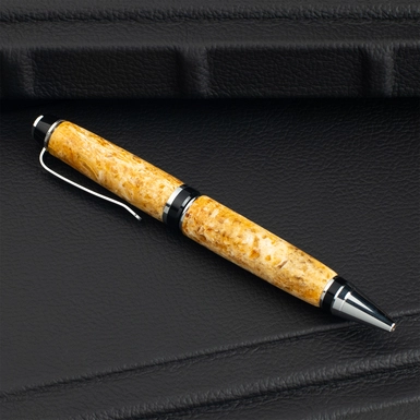 Amber pen "Life" with silver plating