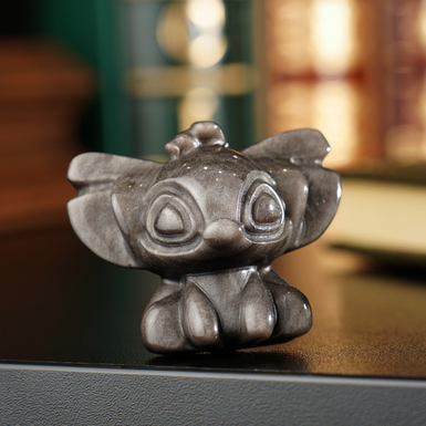 Miniature Stitch figurine made of obsidian by Stone Art Designe (53 g)