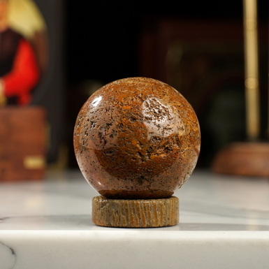 Coral ball "Ocean Depths" on a stand by Stone Art Designe (195 g)