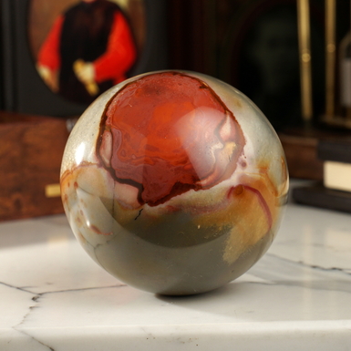 Jasper ball "Fire" by Stone Art Designe (852 g)