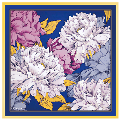Silk scarf "Peonies" by Fama (limited collection, 65x65 cm)