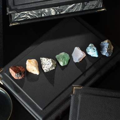 Set of 7 crystals "Soul Chakras" by Stone Art Designe (apatite, jasper, dolmenite, chalcedony with quartz, yellow calcite, sodalite, green aventurine, peach obsidian; 110 g)