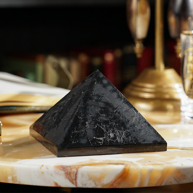 Shungite pyramid "Steel" by Stone Art Designe (635 g)