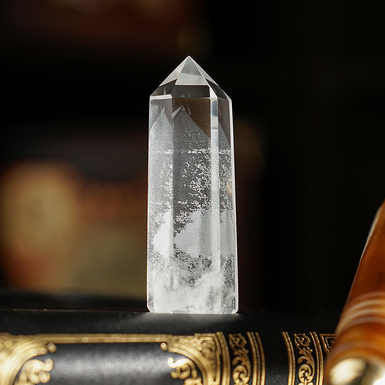 Rock crystal obelisk "Frost" by Stone Art Designe (41 g)