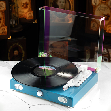 Vinyl record player in blue with Bluetooth "Sky Wave"