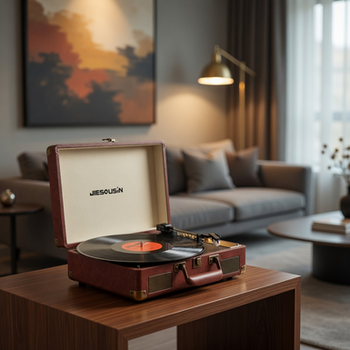 Vinyl record player in the shape of a suitcase with a battery (18000 mAh) "Voyage" by Jiesousin
