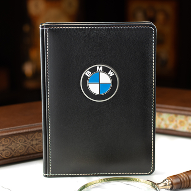 Genuine leather diary "BMW" with silver-plated edges (A5 format)