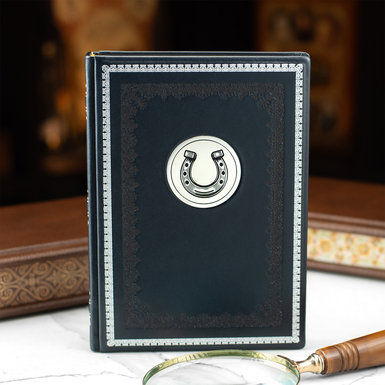 Genuine leather diary "Horseshoe" with silver-plated ends (A5 format)