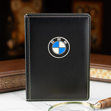 Leather diary "BMW" with silver-plated edges (A5 format)