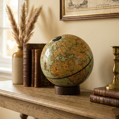 Tabletop globe on a wooden stand with a 16th century map "Middle Ages" by Zoffoli Srl