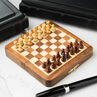 Miniature Magnetic Folding Chess Set Handcrafted "Prestige" by ITALFAMA