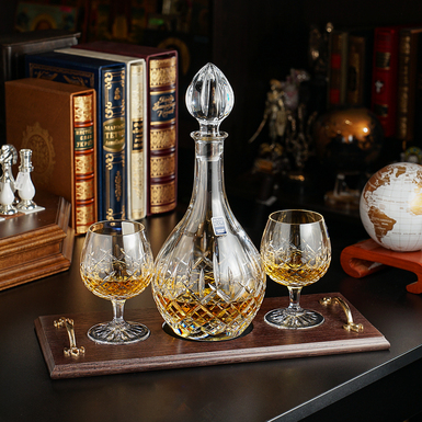 "Montreux" brandy set (decanter, two glasses) from Royal Buckingham, Great Britain