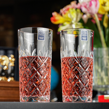 Pair of tall crystal glasses "Virelle" from Royal Buckingham, Great Britain