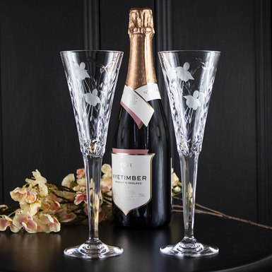 Pair of "Magnolia" champagne glasses from Royal Buckingham, Great Britain