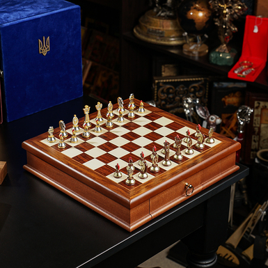 Chess set "Vector" with wooden board and metal pieces from ITALFAMA