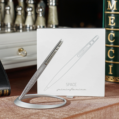 A permanent pencil "Space" with an aluminum stand by Pininfarina