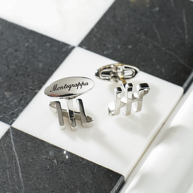 Stainless steel Ambigram cufflinks from Montegrappa