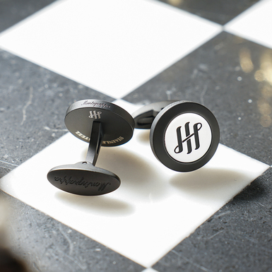 Stainless steel Classico Ambigram cufflinks from Montegrappa