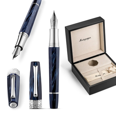 Montegrappa's "Extra Otto" sterling silver fountain pen with an 18k gold nib