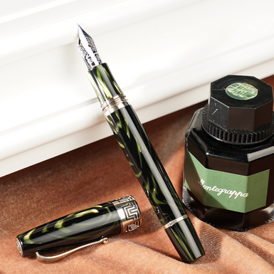Montegrappa's "Extra 1930" sterling silver fountain pen with an 18k gold nib