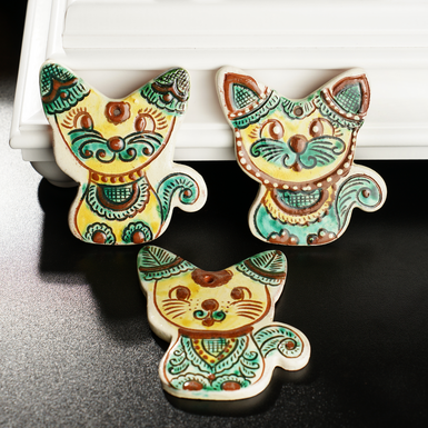 Set of handmade ceramic toys "Cats"