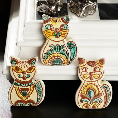 Set of handmade ceramic toys "Cats"