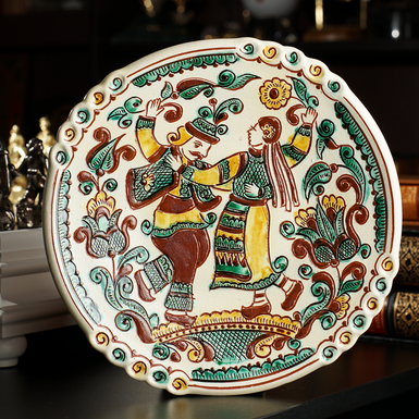 Decorative ceramic plate for the wall, handmade "Dance"