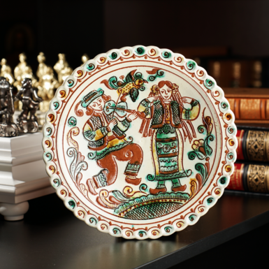 Decorative ceramic plate for the wall, handmade "Hutsuls"