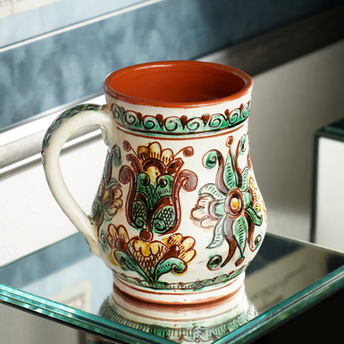 Handmade ceramic beer glass "Flowers"